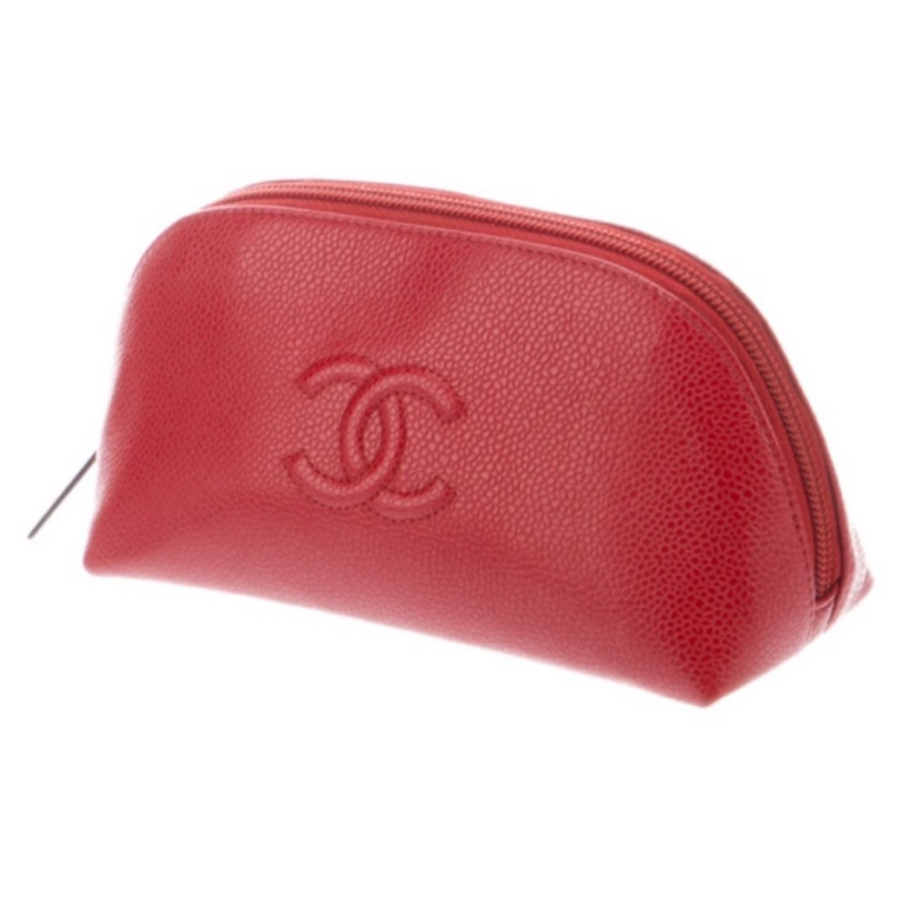 ✨Vintage CHANEL Caviar Timeless CC Logo Red Leather Pouch Bag Clutch